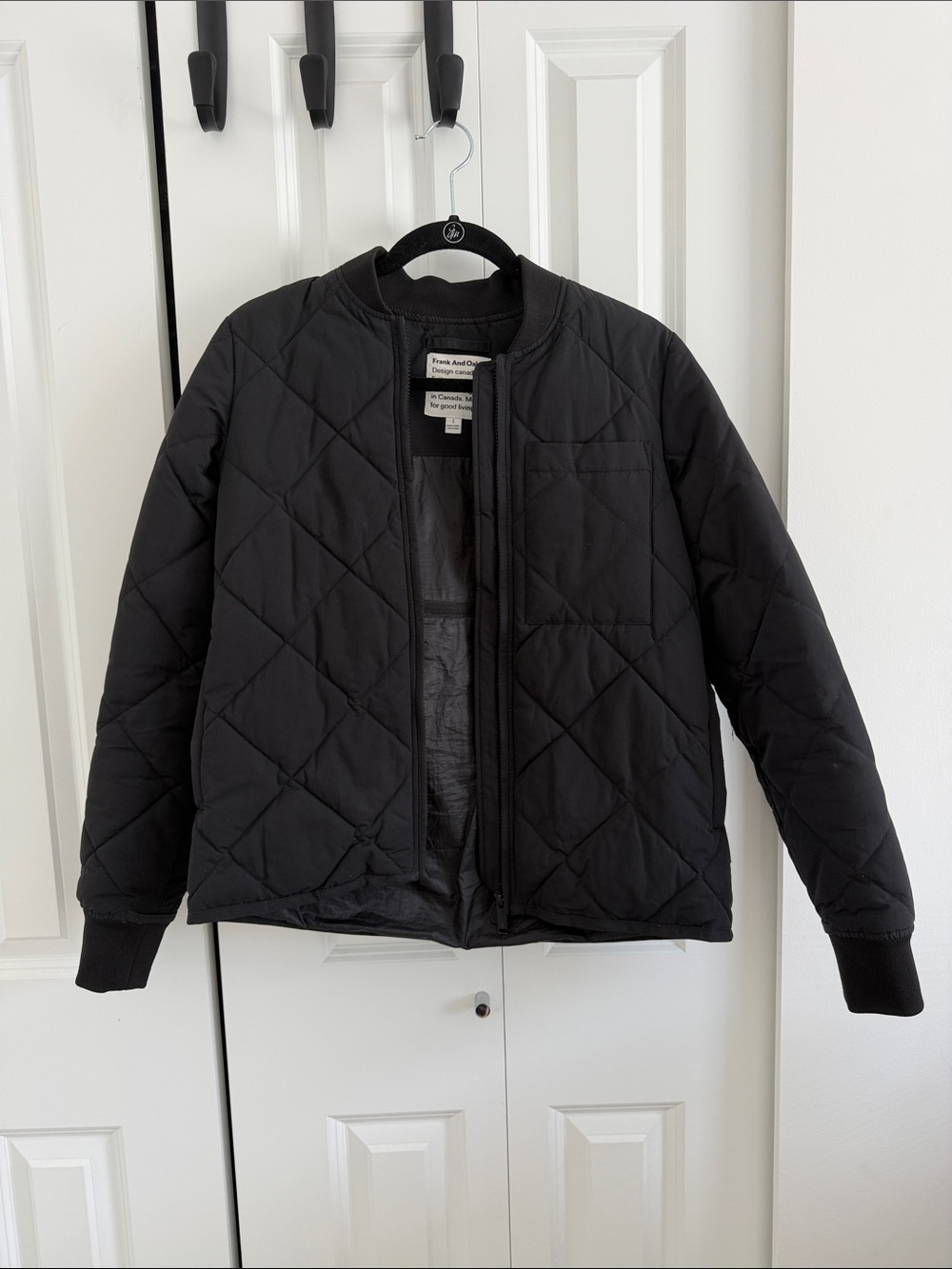 Frank and Oak Women’s Quilted Bomber Jacket - Black - Size Small